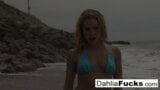 Dahlia gets naughty and squirts all over the beach snapshot 1