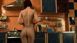 Chica joven pantimedias en cocina snapshot 6