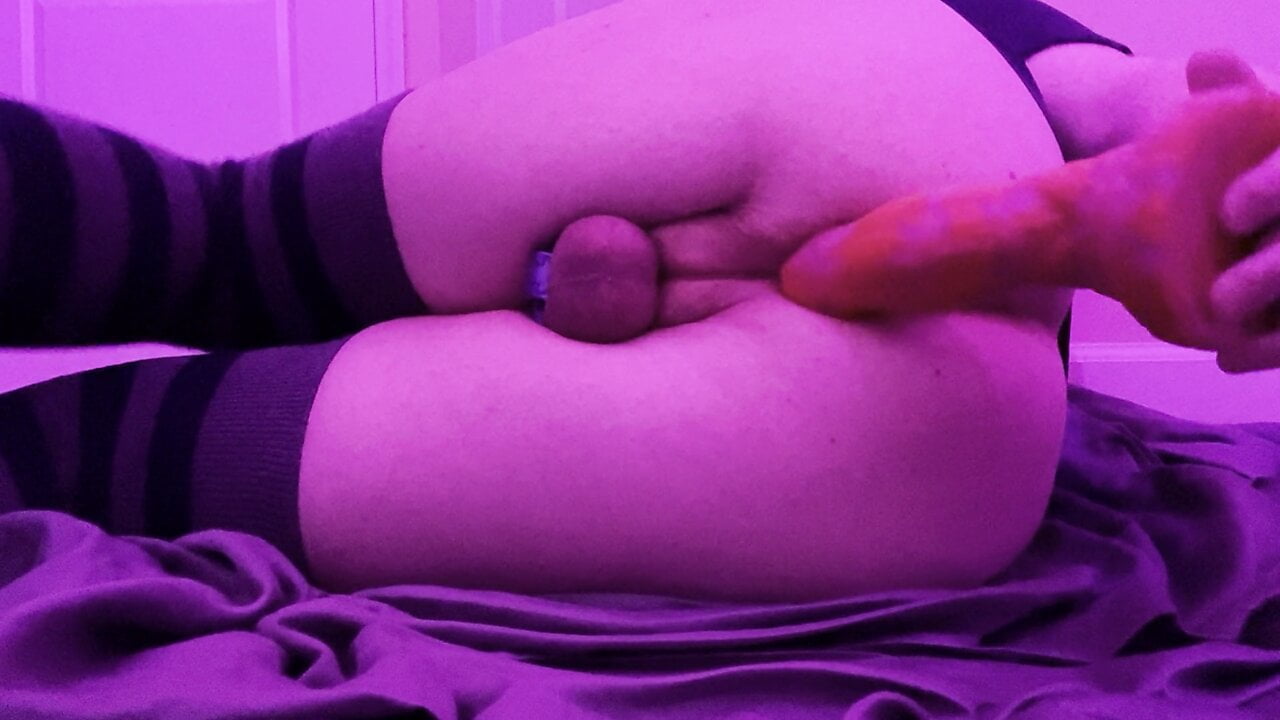 Chica trans folla el consolador de Bad Dragon y abre el culo 