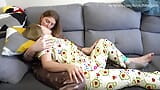 Cuddling and pleasuring each other in pyjamas snapshot 3