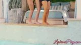 Three babes have lesbian sex by the pool snapshot 3