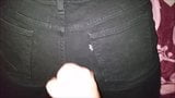 Cumshot on black jeans snapshot 2