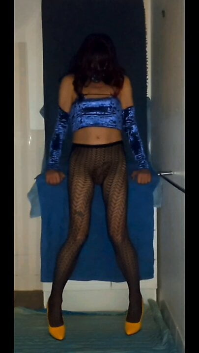 Velvet top and sexy pantyhose ZZ dreaming of flying above the clouds in her paper aeroplane