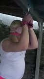 Sissy Lucy Tied Up,Blindfolded And Ball gagged BarTerrace snapshot 3