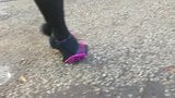 Lady L walking with exotic extreme high heels. snapshot 10