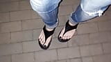 I tempt you with my sexy feet while walking on the street snapshot 7