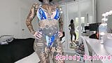 Dunkle und hellblaue Rüschen-Mikro-Bikini probieren Haul - Melody Radford snapshot 16