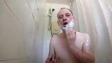 Man in shower washing than shaving his body, balls, armpits, legs and anus snapshot 4