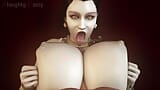 Lady Dimitrescu अपनी जीभ से अपने स्तनों के बीच लंड को छेड़ती है snapshot 12