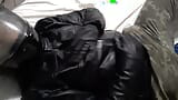 Gay leather biker cums on jacket snapshot 1