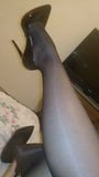 More shiny pantyhose and heels snapshot 6