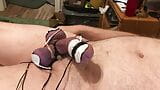 Cock twitches with estim pulse and precum flows as I beat and crush my balls snapshot 17