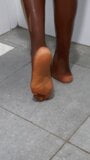 Shower in Pantyhose with ebony nylon feet snapshot 6