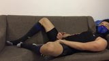 Post workout Jerkoff Slowmo Cum in Tights and Football Socks snapshot 16