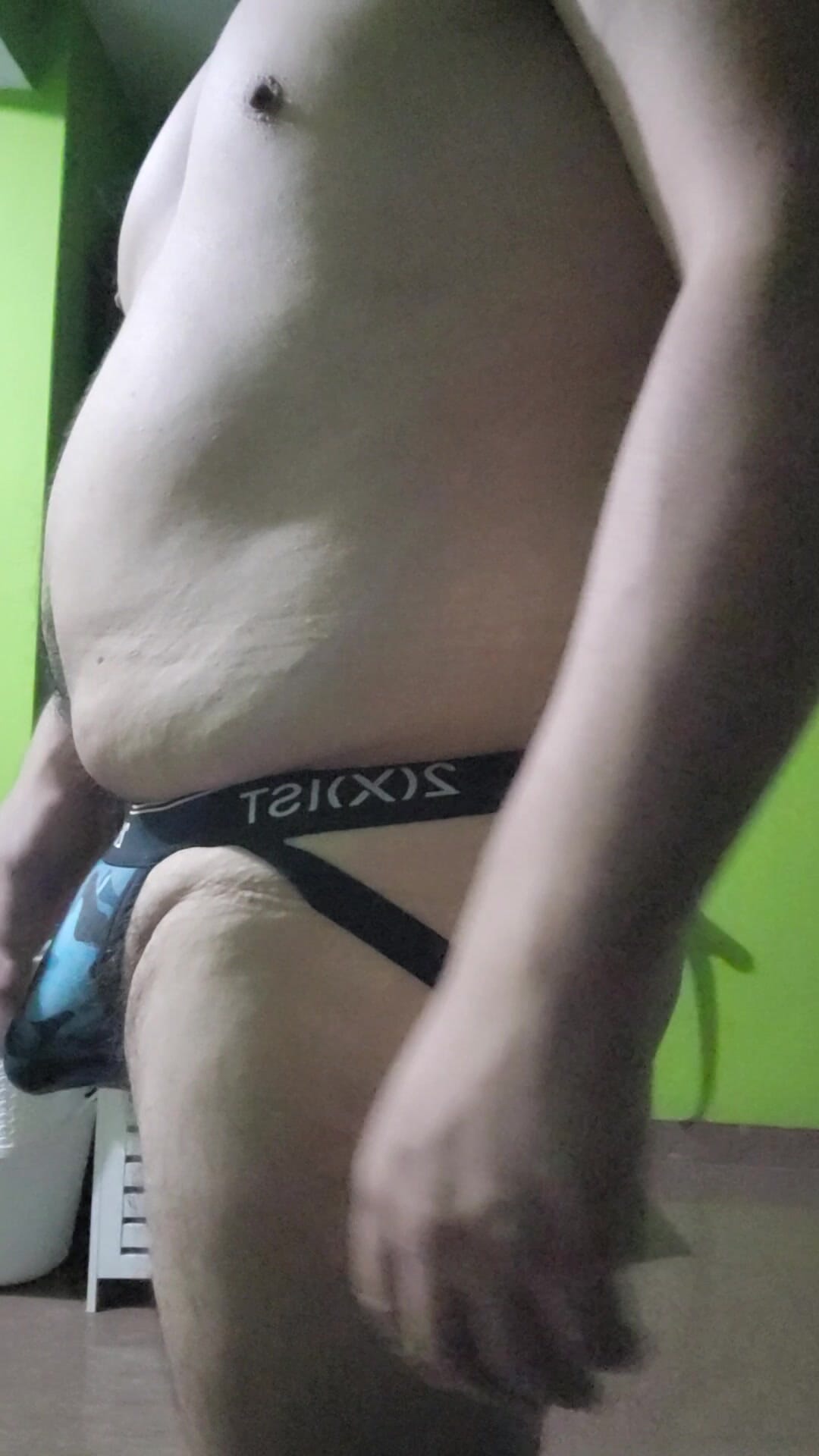 Chubby trying jockstrap