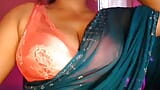 Hete Desi-borsten show in Saree. snapshot 1
