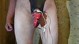 Estim cum milking with black red Chastity cage snapshot 2