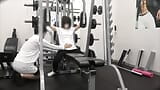 Sex with a gym trainer, a pretty woman who gets pleasure from his hard, thick cock. snapshot 4