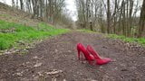 Cumonheels's wife's red heels following me snapshot 3