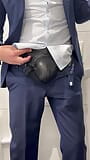 Suited surprise, long day in the office, with my leather jock strap. snapshot 5