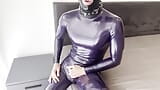 TouchedFetish - Amateur Latex  Fetish Gay in Skin Tight Rubber Catsuit & Mask - Homemade Solo Masturbation snapshot 10
