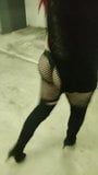 Sexy trans booty in mesh leggings visible thong snapshot 3