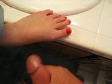 another cum shot on my wife's beautiful feet snapshot 1