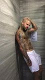 Inked British stud in the shower snapshot 2