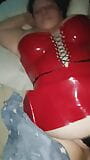 Sexydixie27 sexo en vestido rojo de látex snapshot 5