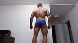 The powerful hairy bodybuilder does a striptease, poses, dances and shows a hairy hole in the ass from very close up snapshot 1