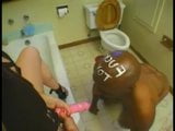 Blond mistress using a black guy as fuck toy in bathroom snapshot 8