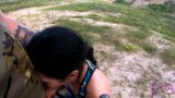 Very Sloppy Outdoor Cock Sucking From Tattooed Russian Dirtbike Teen snapshot 13