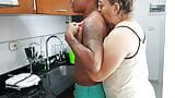 I suck the cock to my stepson in the kitchen, I love it. snapshot 3