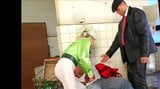 Women In Green Satin Blouse Gets Gangbanged snapshot 3