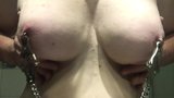 Nipple clamps on my fat sissy tits snapshot 1