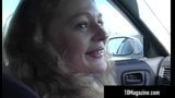 Curly Haired Russian Blonde Sucks & Fucks Her Ride! snapshot 3