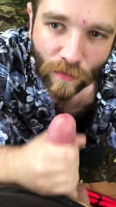 Hairy otter sucking cum outside
