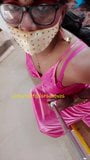 Indian sexy crossdresser Lara D'Souza in pink satin nighty snapshot 2