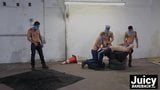 Horny jocks enjoying bareback fuck fest in a public place snapshot 4