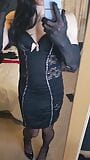 Crossdresser Teases in Black Lingerie Dress snapshot 4