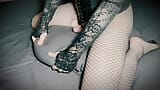 Femboy in fishnet humping pillow snapshot 4