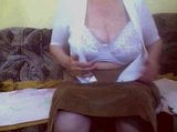 hot granny pulls her tits out of white bra snapshot 5