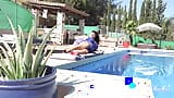 AuntJudys - Peituda britânica milf Devon Breeze - à beira da piscina em Lingerie snapshot 1