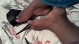 BBW Ebony Feet Playing With Her Mules snapshot 7