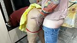 Milf bent over and under her skirt, you can see her thong and ass for anal sex. Real homemade anal sex snapshot 8