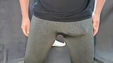 Huge hands free cumshot in through pants snapshot 2