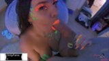 busty curvy German fucks like crazy in neon light snapshot 4