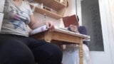 While my girlfriend is reading a book, roommate licks pussy snapshot 1