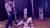 Sir Hector Dominate His Brunette Submissive Slut Slave Girl Tied up in Pillory Wi Sucking. snapshot 2