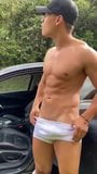 horny guy jerking off in the car snapshot 5